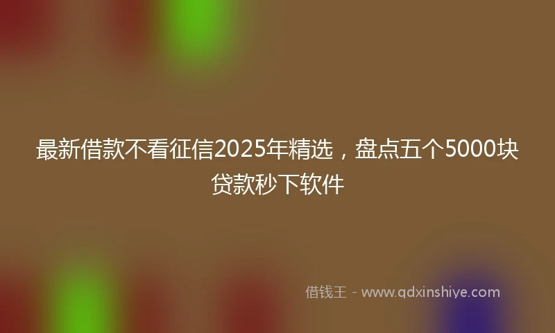 最新借款不看征信2025年精选，盘点五个5000块贷款秒下软件
