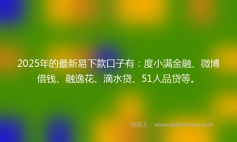 2025年的最新易下款口子有：度小满金融、微博借钱、融逸花、滴水贷、51人品贷等。