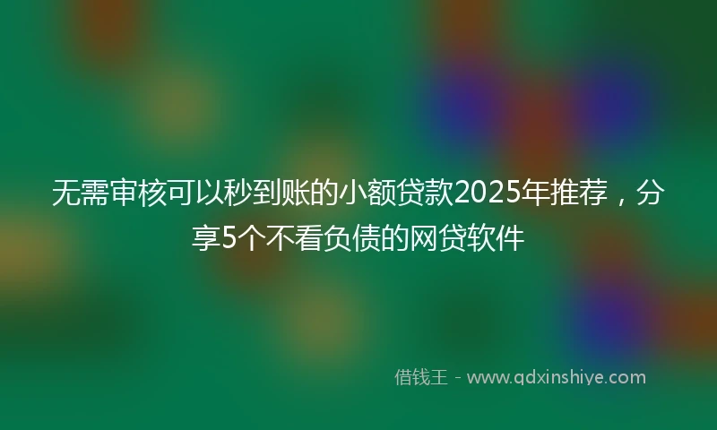无需审核可以秒到账的小额贷款2025年推荐，分享5个不看负债的网贷软件