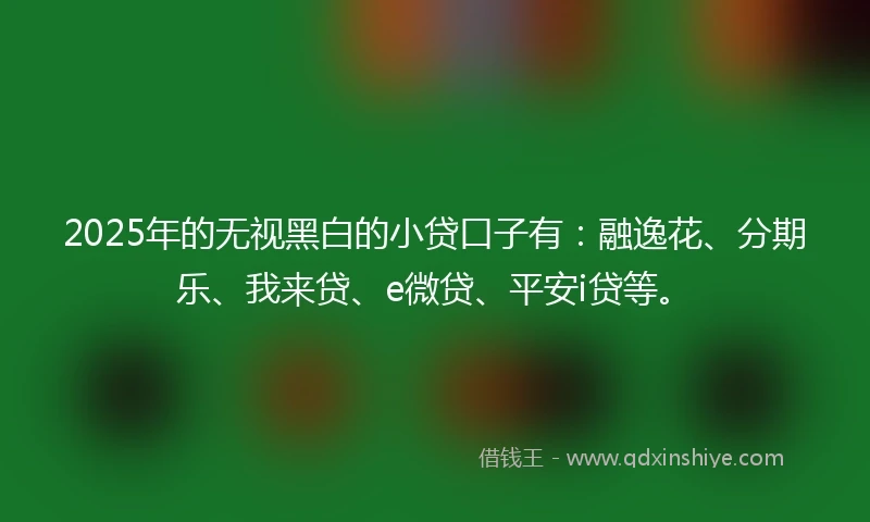 2025年的无视黑白的小贷口子有：融逸花、分期乐、我来贷、e微贷、平安i贷等。