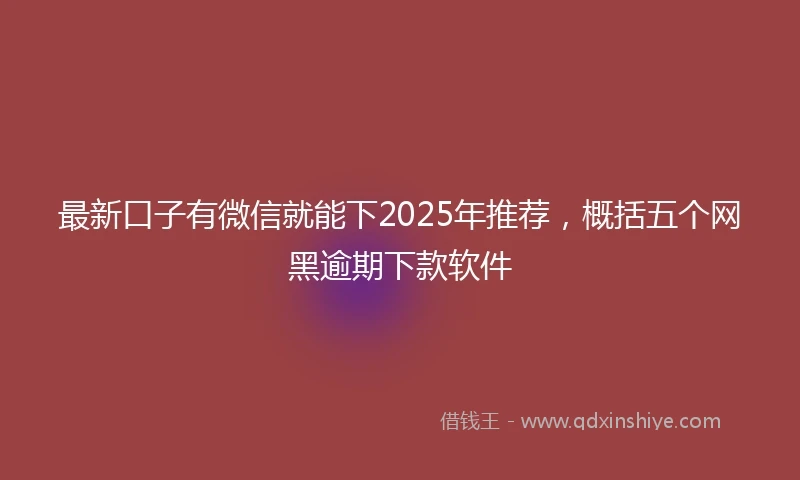 最新口子有微信就能下2025年推荐，概括五个网黑逾期下款软件