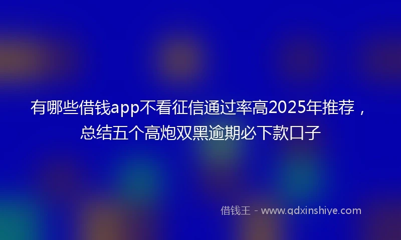 有哪些借钱app不看征信通过率高2025年推荐，总结五个高炮双黑逾期必下款口子