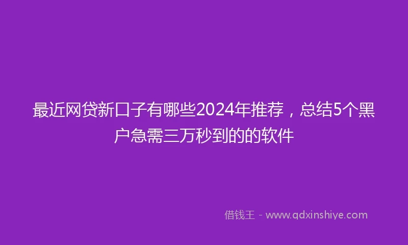最近网贷新口子有哪些2024年推荐，总结5个黑户急需三万秒到的的软件