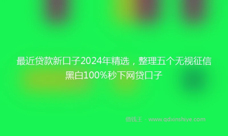 最近贷款新口子2024年精选，整理五个无视征信黑白100%秒下网贷口子