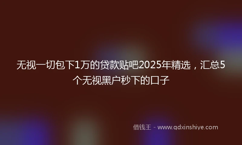 无视一切包下1万的贷款贴吧2025年精选，汇总5个无视黑户秒下的口子
