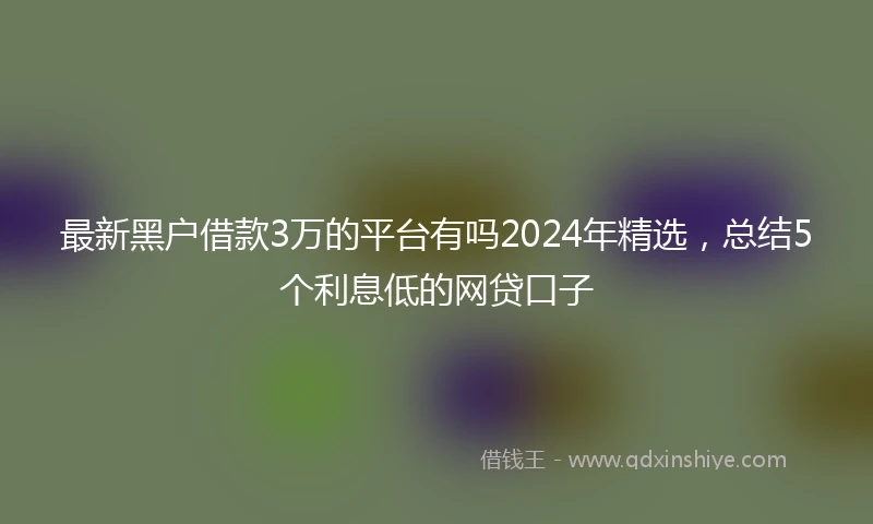 最新黑户借款3万的平台有吗2024年精选，总结5个利息低的网贷口子