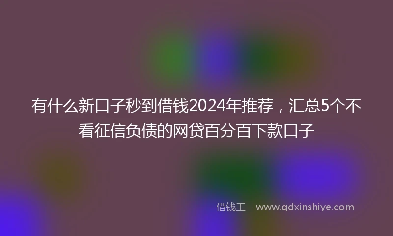 有什么新口子秒到借钱2024年推荐，汇总5个不看征信负债的网贷百分百下款口子