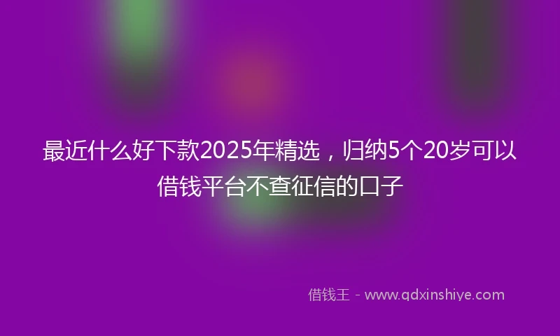 最近什么好下款2025年精选，归纳5个20岁可以借钱平台不查征信的口子