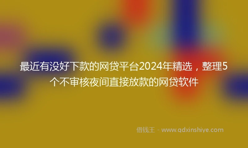 最近有没好下款的网贷平台2024年精选，整理5个不审核夜间直接放款的网贷软件