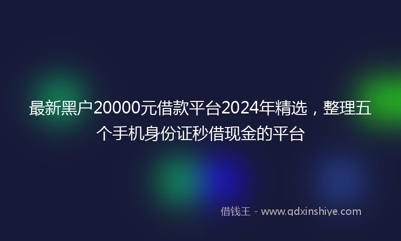 最新黑户20000元借款平台2024年精选，整理五个手机身份证秒借现金的平台