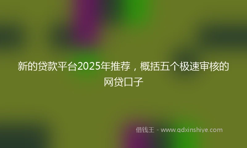 新的贷款平台2025年推荐，概括五个极速审核的网贷口子