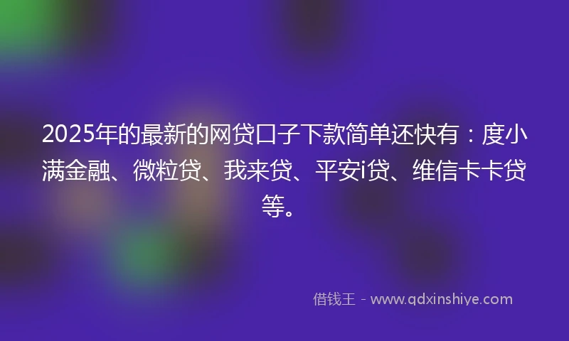 2025年的最新的网贷口子下款简单还快有：度小满金融、微粒贷、我来贷、平安i贷、维信卡卡贷等。