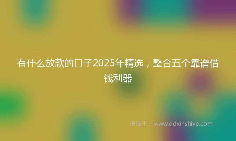 有什么放款的口子2025年精选，整合五个靠谱借钱利器