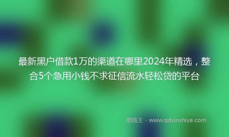 最新黑户借款1万的渠道在哪里2024年精选，整合5个急用小钱不求征信流水轻松贷的平台