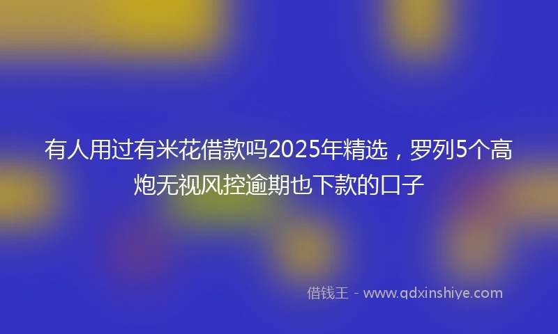 有人用过有米花借款吗2025年精选，罗列5个高炮无视风控逾期也下款的口子