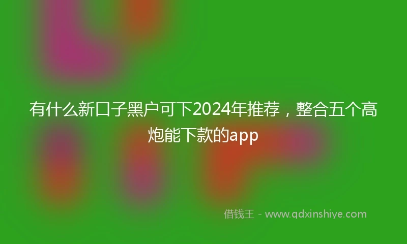 有什么新口子黑户可下2024年推荐，整合五个高炮能下款的app