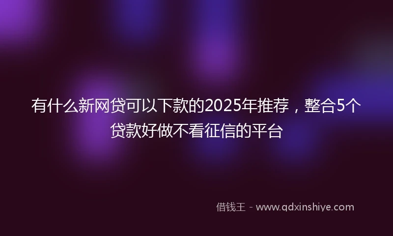 有什么新网贷可以下款的2025年推荐，整合5个贷款好做不看征信的平台