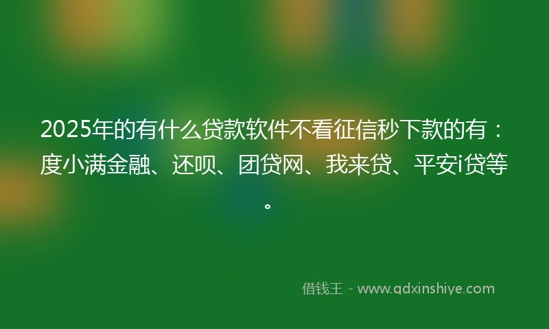 2025年的有什么贷款软件不看征信秒下款的有:度小满金融、还呗、团贷网、我来贷、平安i贷等。