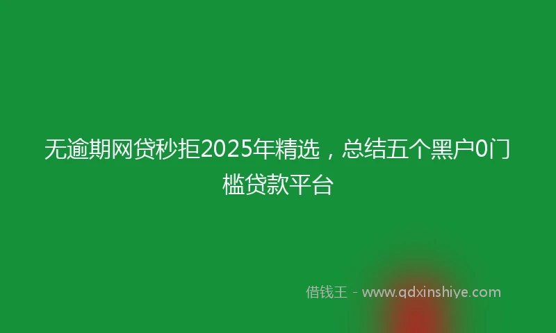 无逾期网贷秒拒2025年精选，总结五个黑户0门槛贷款平台