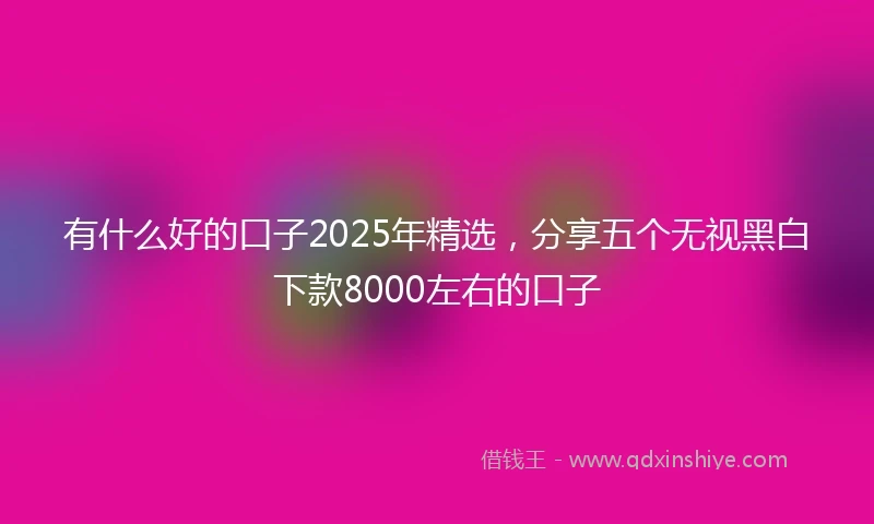 有什么好的口子2025年精选，分享五个无视黑白下款8000左右的口子