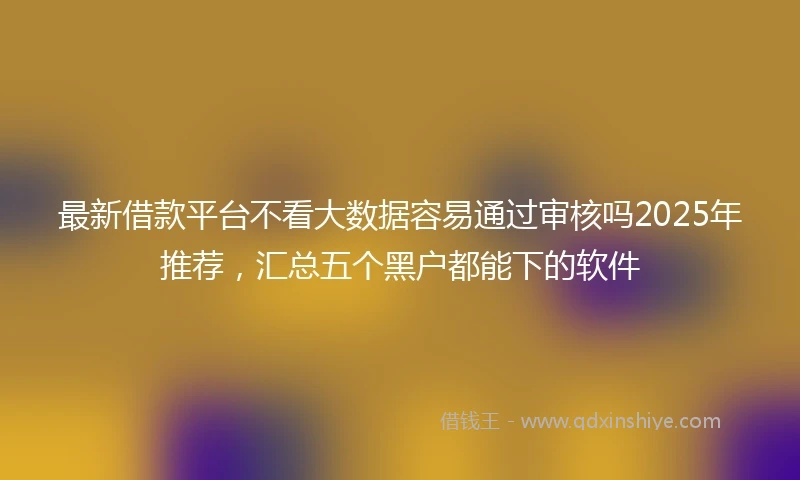 最新借款平台不看大数据容易通过审核吗2025年推荐，汇总五个黑户都能下的软件
