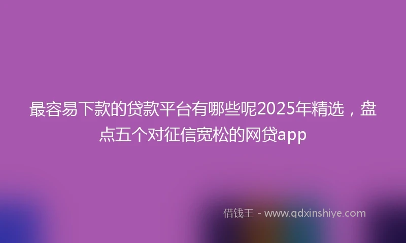 最容易下款的贷款平台有哪些呢2025年精选，盘点五个对征信宽松的网贷app
