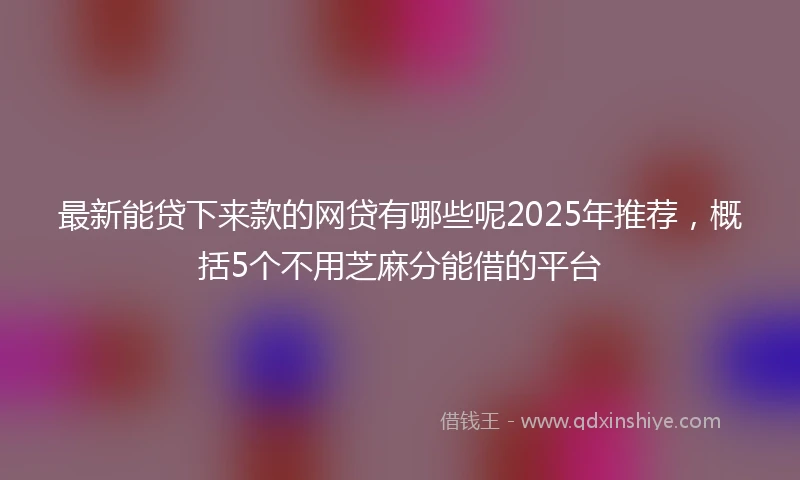 最新能贷下来款的网贷有哪些呢2025年推荐，概括5个不用芝麻分能借的平台