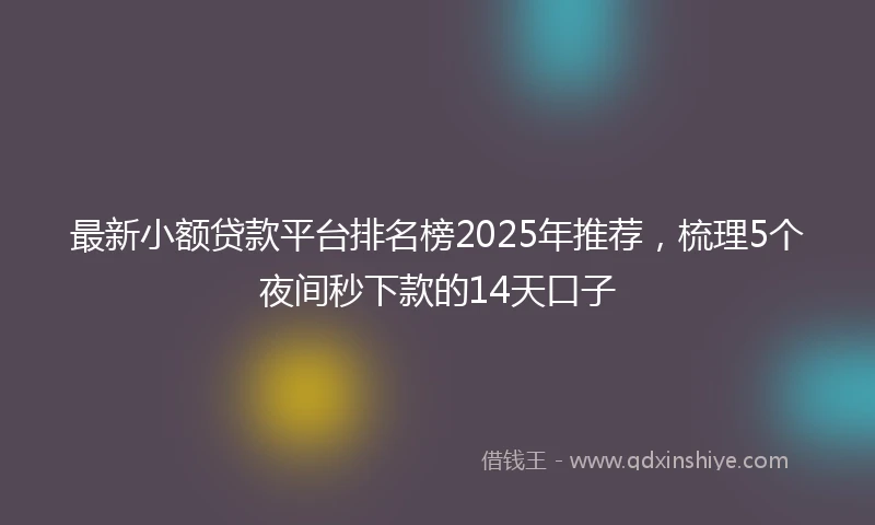 最新小额贷款平台排名榜2025年推荐，梳理5个夜间秒下款的14天口子
