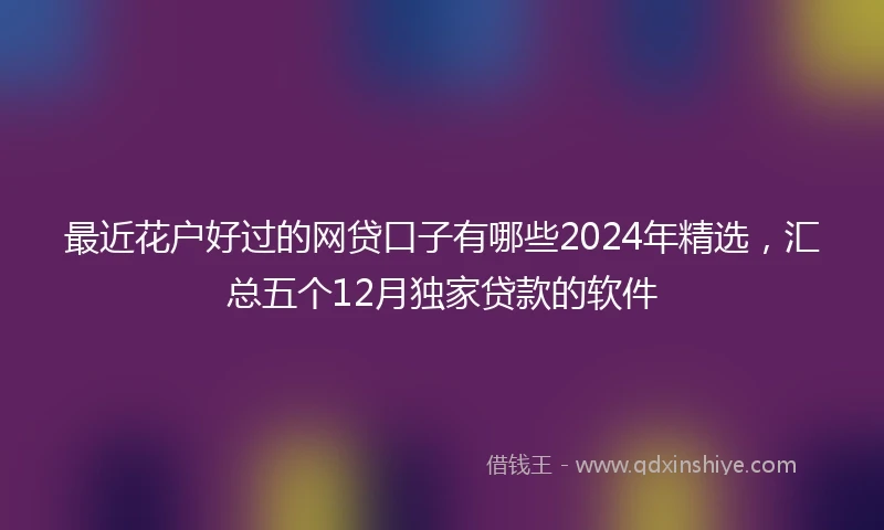 最近花户好过的网贷口子有哪些2024年精选，汇总五个12月独家贷款的软件