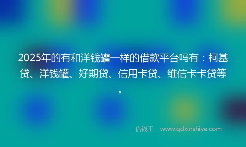 2025年的有和洋钱罐一样的借款平台吗有：柯基贷、洋钱罐、好期贷、信用卡贷、维信卡卡贷等。