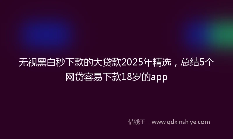 无视黑白秒下款的大贷款2025年精选，总结5个网贷容易下款18岁的app