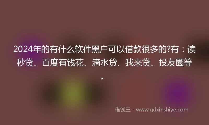 2024年的有什么软件黑户可以借款很多的?有：读秒贷、百度有钱花、滴水贷、我来贷、投友圈等。