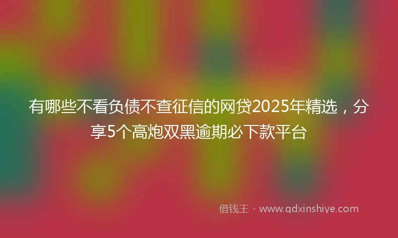 有哪些不看负债不查征信的网贷2025年精选，分享5个高炮双黑逾期必下款平台