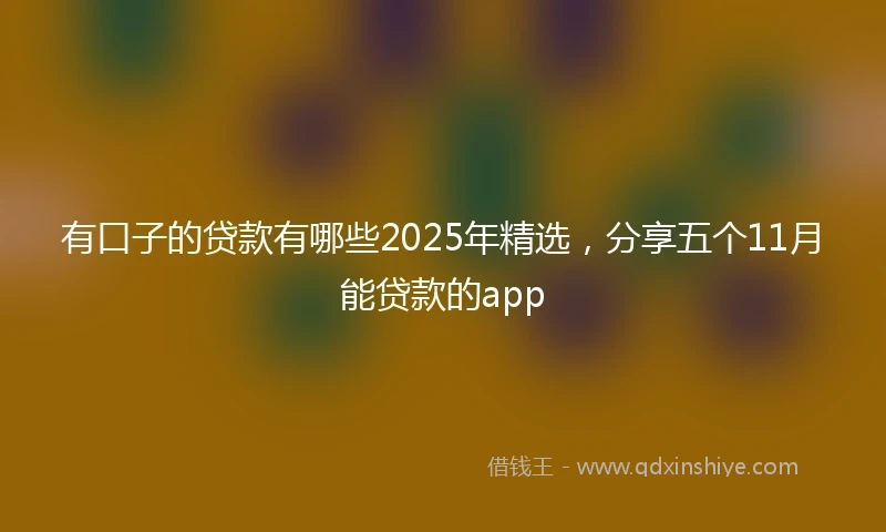 有口子的贷款有哪些2025年精选，分享五个11月能贷款的app
