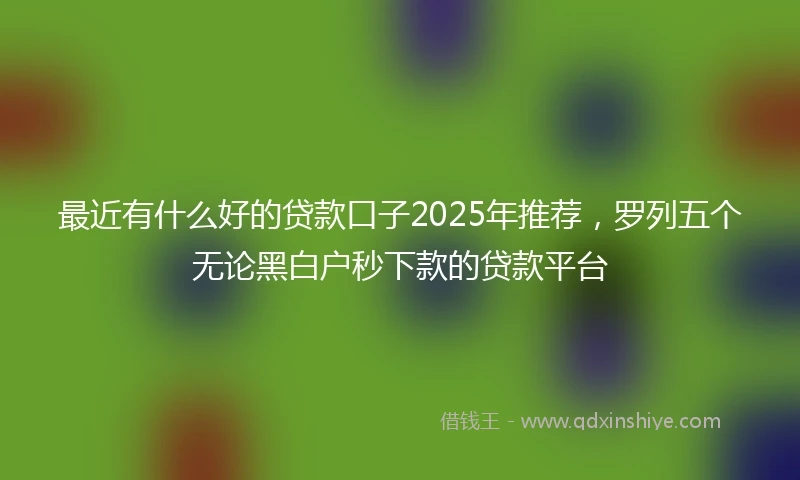 最近有什么好的贷款口子2025年推荐，罗列五个无论黑白户秒下款的贷款平台