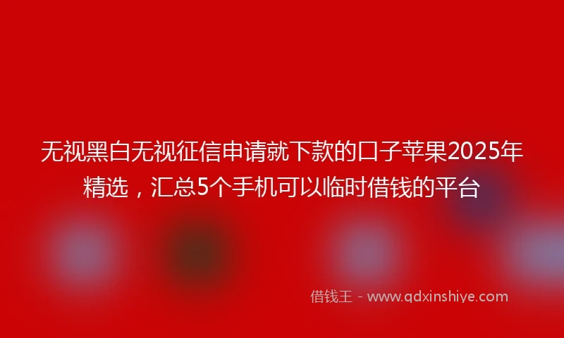 无视黑白无视征信申请就下款的口子苹果2025年精选，汇总5个手机可以临时借钱的平台