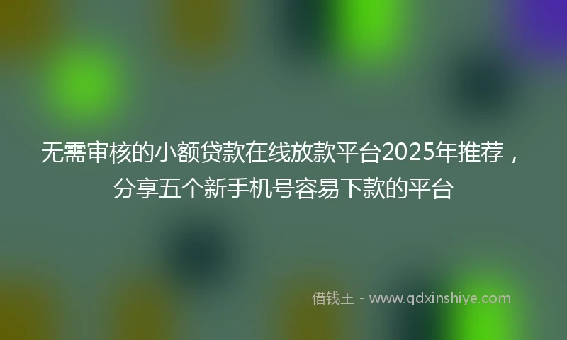无需审核的小额贷款在线放款平台2025年推荐，分享五个新手机号容易下款的平台