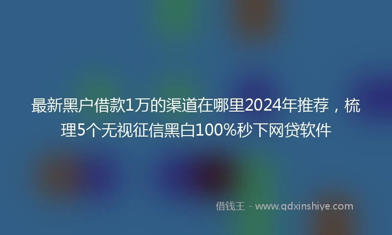 最新黑户借款1万的渠道在哪里2024年推荐，梳理5个无视征信黑白100%秒下网贷软件