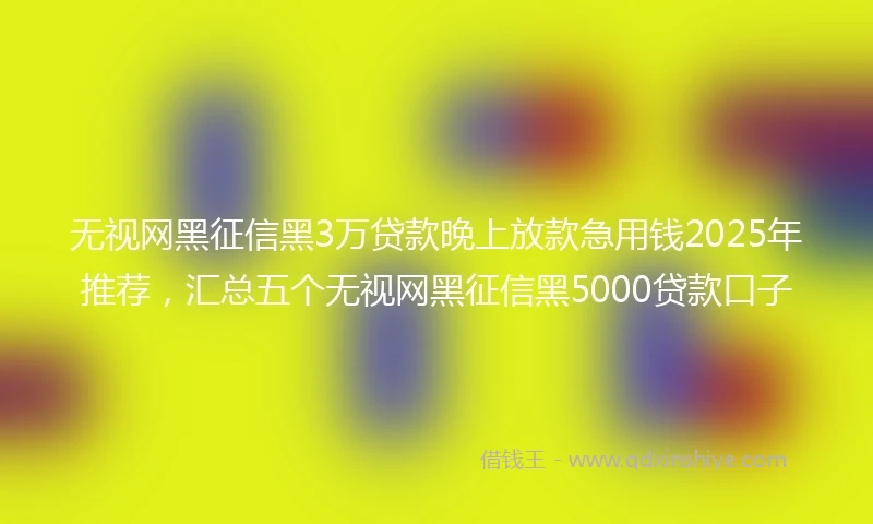 无视网黑征信黑3万贷款晚上放款急用钱2025年推荐，汇总五个无视网黑征信黑5000贷款口子