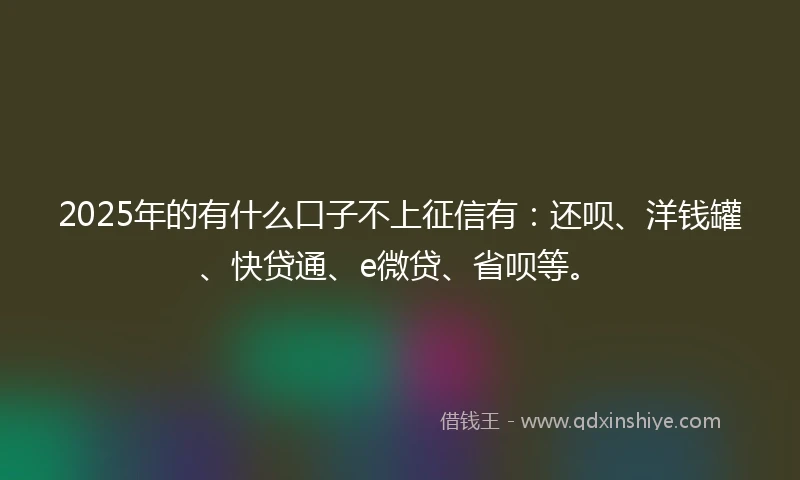 2025年的有什么口子不上征信有：还呗、洋钱罐、快贷通、e微贷、省呗等。