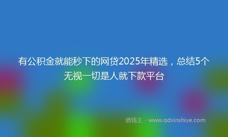有公积金就能秒下的网贷2025年精选，总结5个无视一切是人就下款平台
