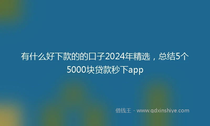 有什么好下款的的口子2024年精选，总结5个5000块贷款秒下app