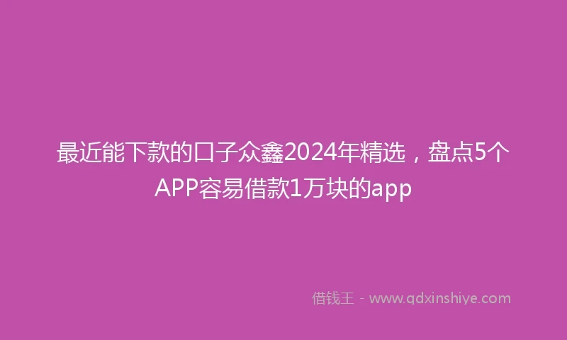 最近能下款的口子众鑫2024年精选，盘点5个APP容易借款1万块的app