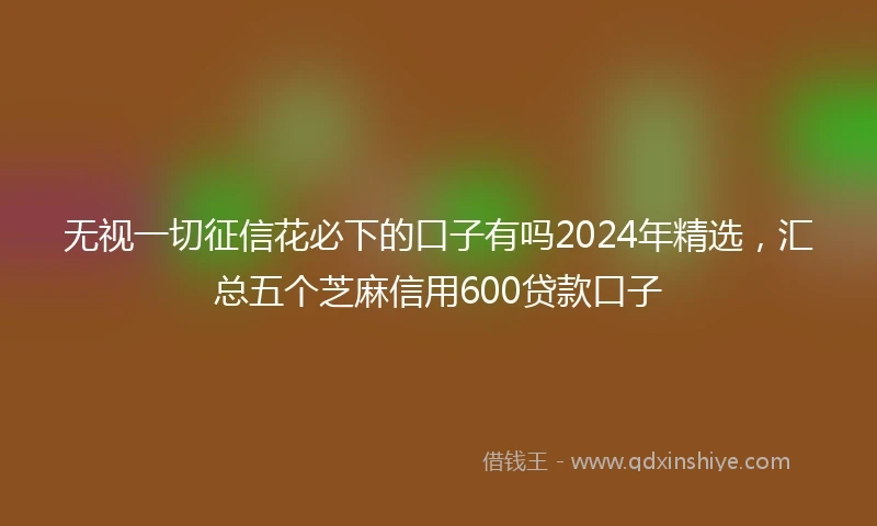 无视一切征信花必下的口子有吗2024年精选,汇总五个芝麻信用600贷款口子