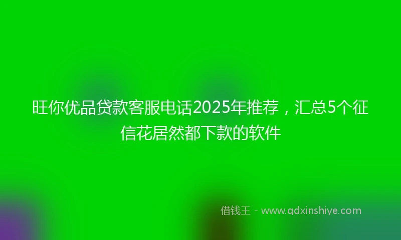 旺你优品贷款客服电话2025年推荐，汇总5个征信花居然都下款的软件