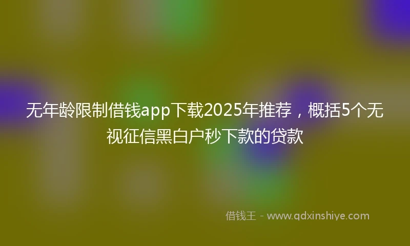 无年龄限制借钱app下载2025年推荐，概括5个无视征信黑白户秒下款的贷款