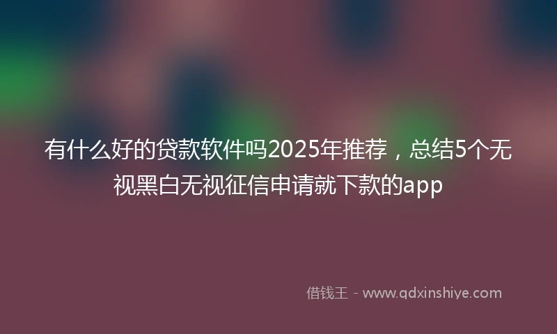 有什么好的贷款软件吗2025年推荐,总结5个无视黑白无视征信申请就下款的app