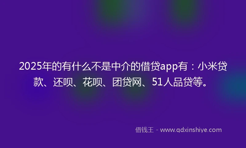 2025年的有什么不是中介的借贷app有：小米贷款、还呗、花呗、团贷网、51人品贷等。