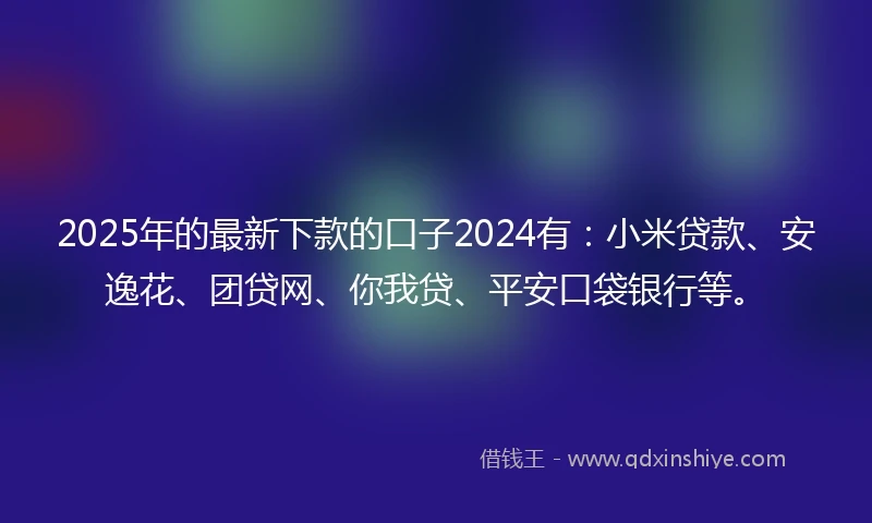 2025年的最新下款的口子2024有：小米贷款、安逸花、团贷网、你我贷、平安口袋银行等。