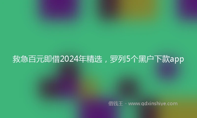 救急百元即借2024年精选，罗列5个黑户下款app